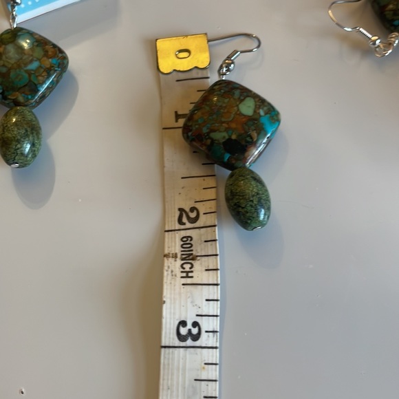 - Handmade sliver plated dangle earrings colorful stones - Picture 3 of 4